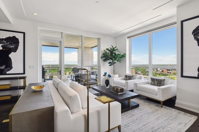 living room with hardwood / wood-style floors