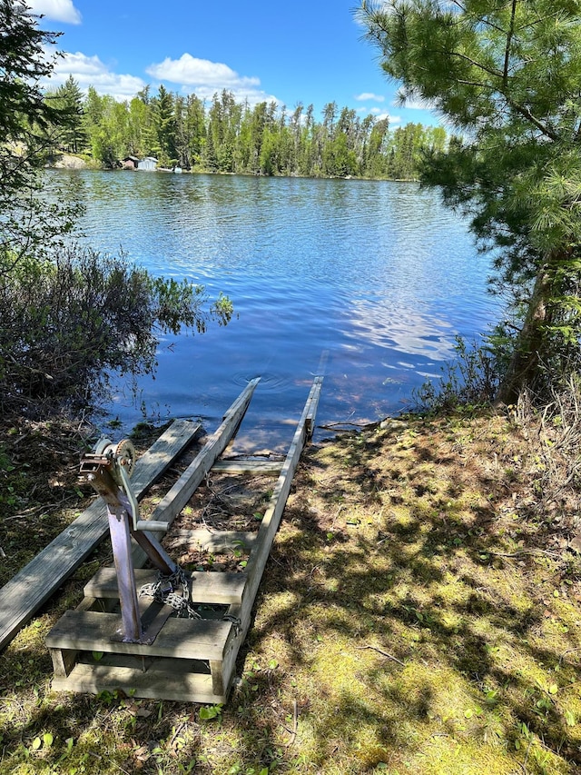 view of dock featuring a water view