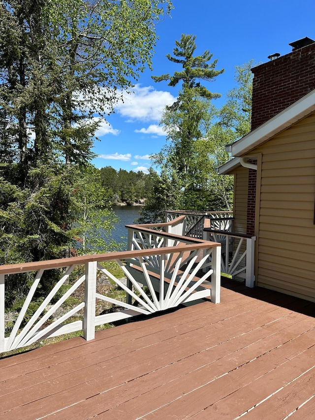 deck with a water view