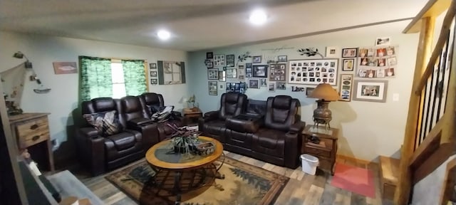 living room with hardwood / wood-style flooring