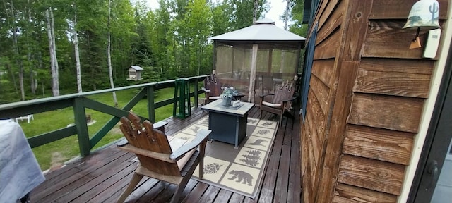 deck featuring a gazebo