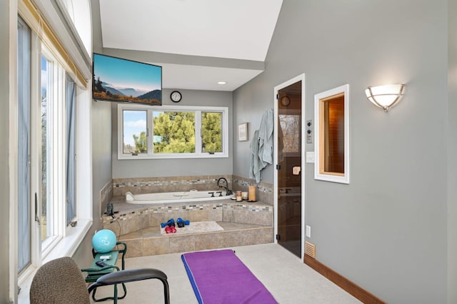 full bathroom featuring a garden tub