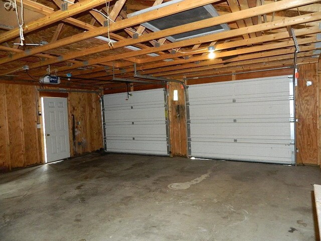 garage with a garage door opener