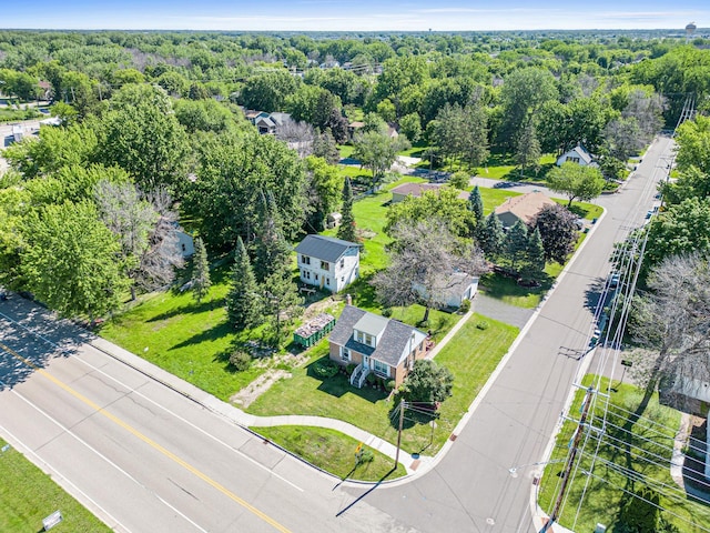 aerial view with a wooded view