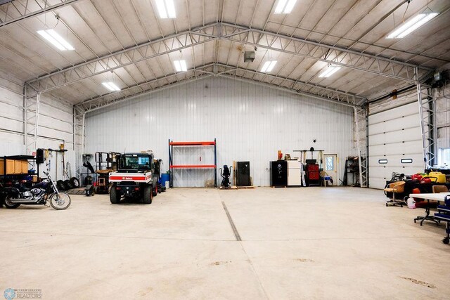 garage with metal wall