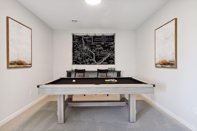 playroom featuring carpet and pool table