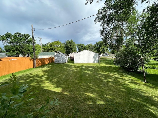 view of yard featuring a shed