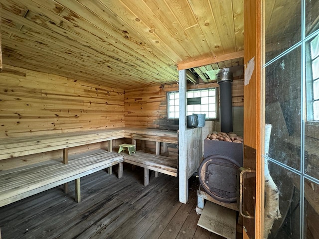 view of sauna / steam room featuring wood finished floors