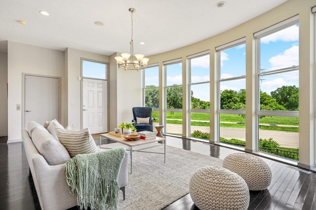 interior space featuring an inviting chandelier