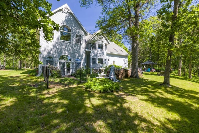 39050 Twin Lakes Rd, Menahga, MN 56464 - exterior space with a yard and a gazebo