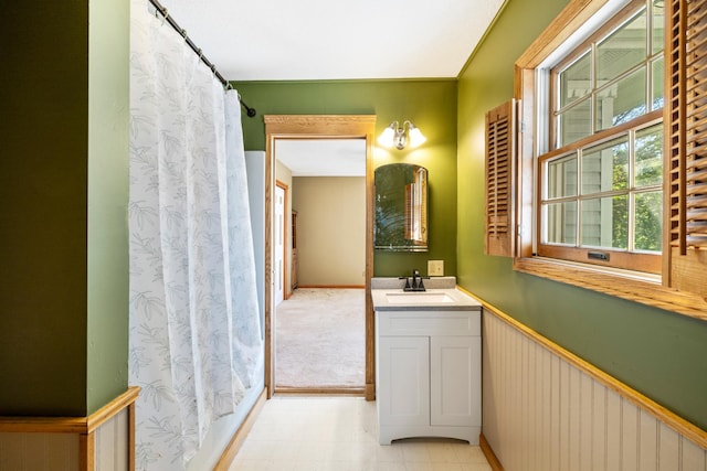 39050 Twin Lakes Rd, Menahga, MN 56464 - full bathroom featuring vanity and tile patterned floors