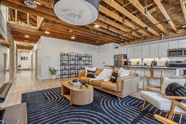 living room featuring light wood-type flooring