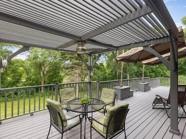 wooden terrace with a pergola