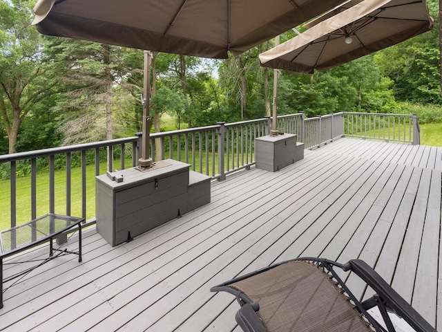 deck with a lawn