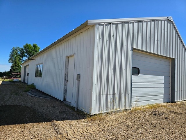 exterior space with a garage