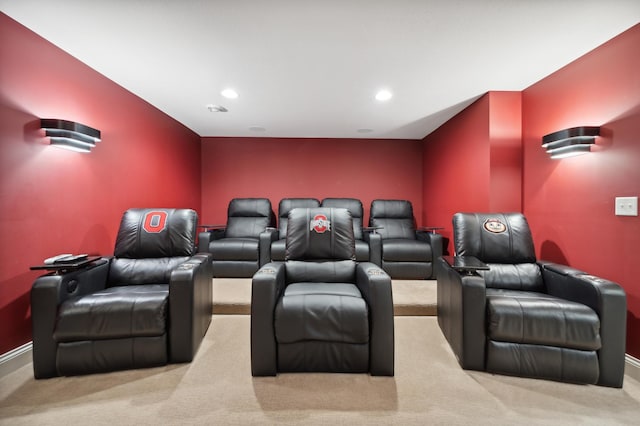 view of carpeted cinema room