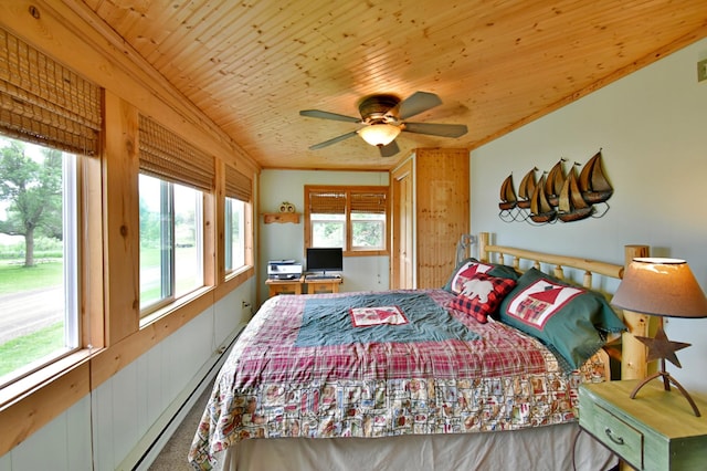 46350 Cambridge Dr, Stanchfield, MN 55080 - bedroom with wooden ceiling, ceiling fan, and carpet floors