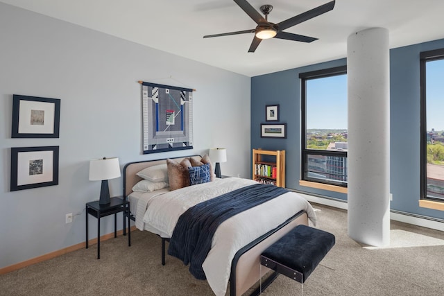 1240 2nd St Unit 1201, Minneapolis, MN 55415 - bedroom featuring carpet, a baseboard heating unit, and ceiling fan