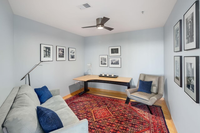 1240 2nd St Unit 1201, Minneapolis, MN 55415 - office area with wood finished floors and ceiling fan