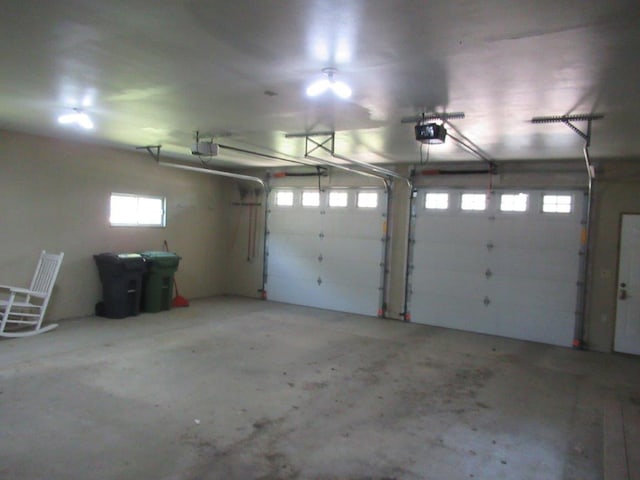 garage with a garage door opener