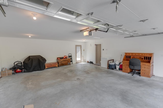 garage with a garage door opener