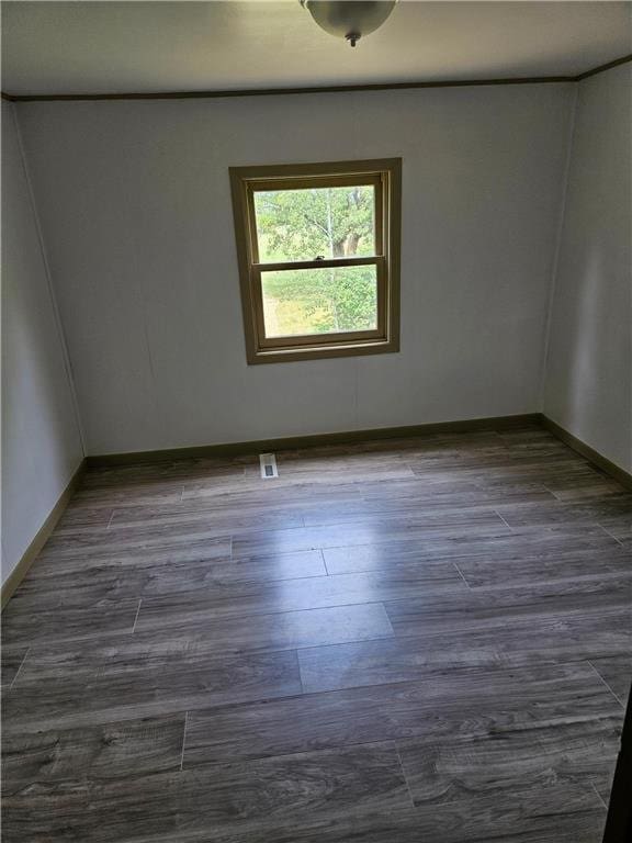 unfurnished room featuring dark wood-type flooring