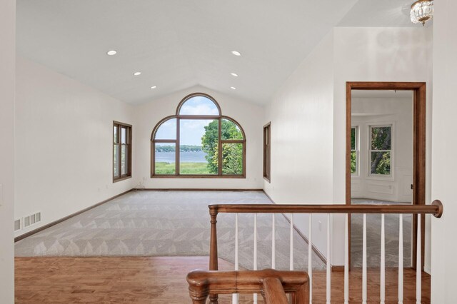 interior space featuring lofted ceiling and wood-type flooring