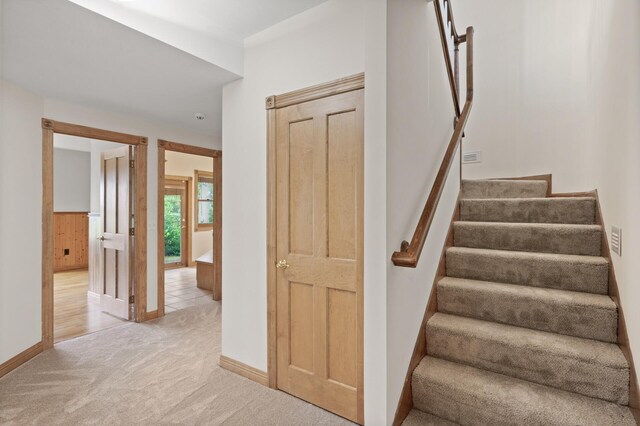 stairs with carpet floors