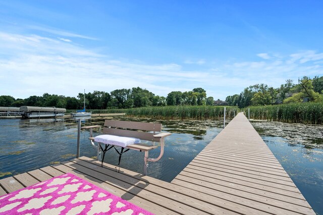 view of dock featuring a water view