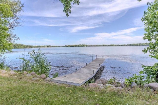 dock area featuring a water view