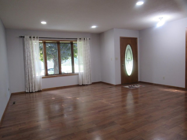 entrance foyer featuring dark wood-type flooring