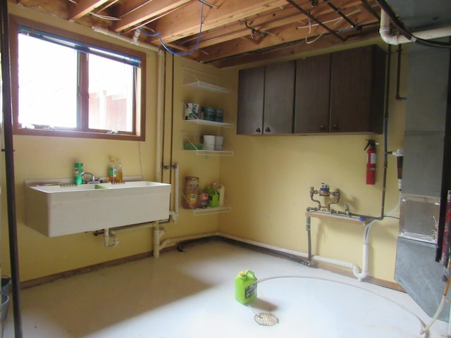 basement with sink