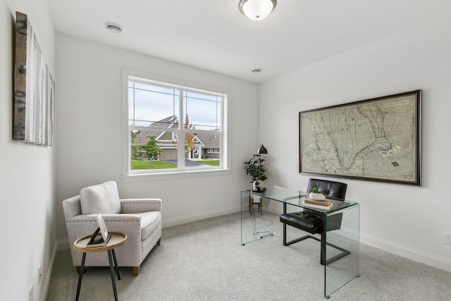 office area with light colored carpet