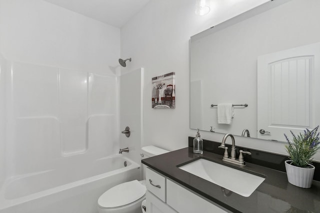 full bathroom featuring vanity, toilet, and shower / bathtub combination