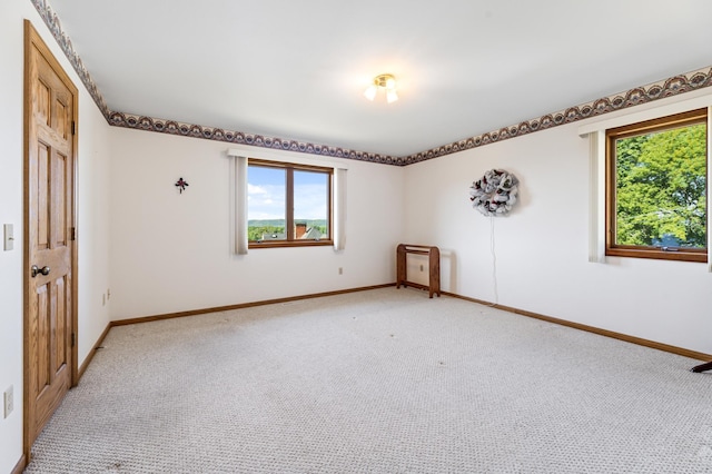 empty room with a healthy amount of sunlight and light carpet