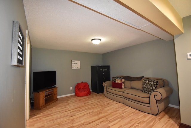 living room with baseboards and wood finished floors