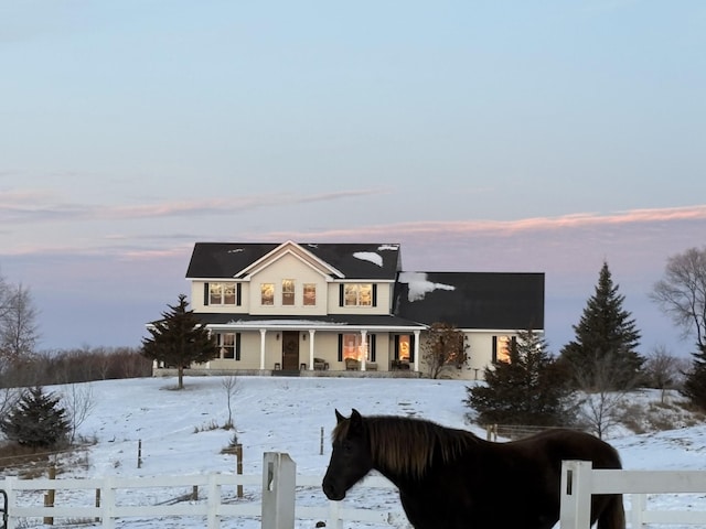 view of front of home featuring covered porch