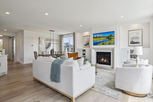 living room featuring light hardwood / wood-style flooring