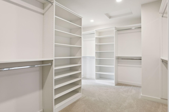 walk in closet with carpet