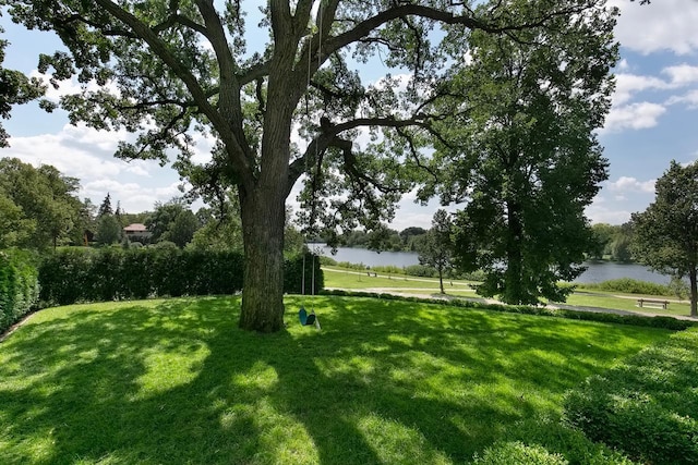 view of yard featuring a water view