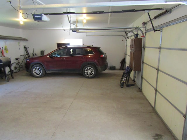 garage with a garage door opener