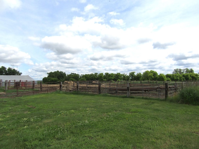 view of yard with a rural view