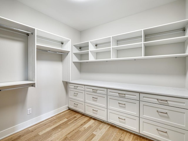 spacious closet with light wood-type flooring