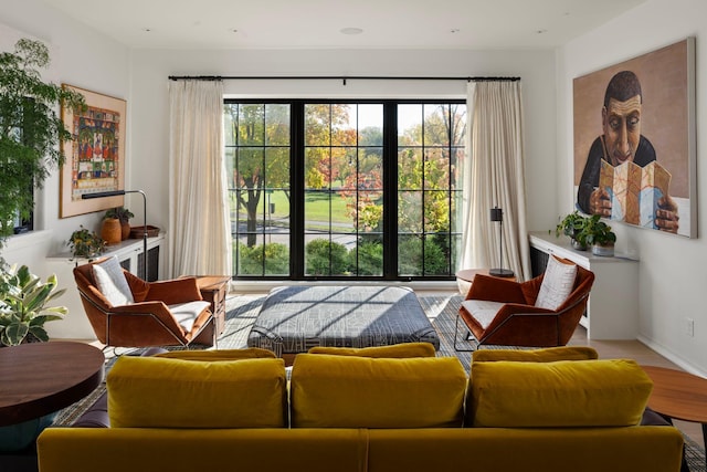 living room featuring a wealth of natural light