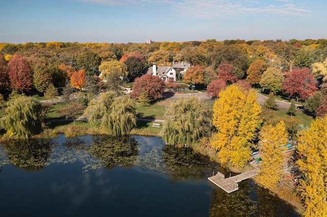 bird's eye view featuring a water view