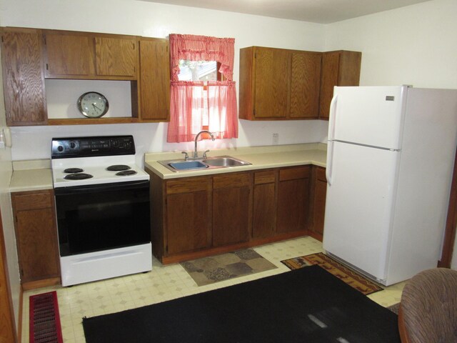 kitchen with white appliances and sink