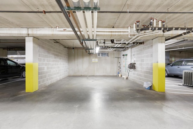 garage with central AC unit