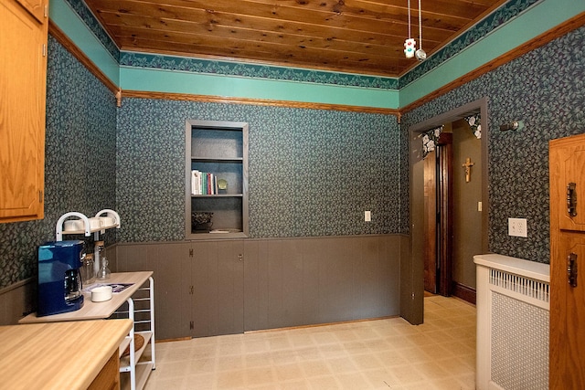 bathroom with wooden ceiling