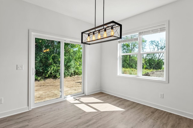 unfurnished dining area featuring hardwood / wood-style flooring