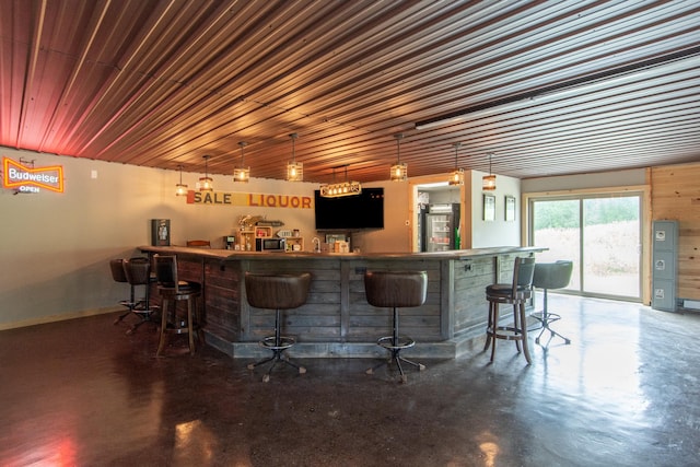 bar with pendant lighting